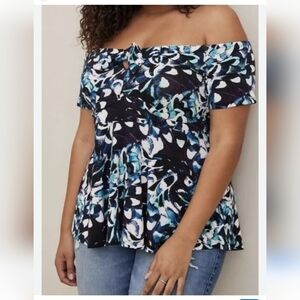 Torrid Womens Vibrant Geometric Blue Green Edgy Artsy top Sz.2X